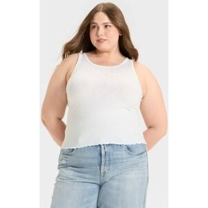 Universal‎ Thread White Ribbed Tank Top Sleeveless Round Neck Casual 1X NWT